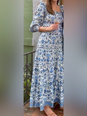 Love the Label Blue and White Floral Tiered Maxi Dress